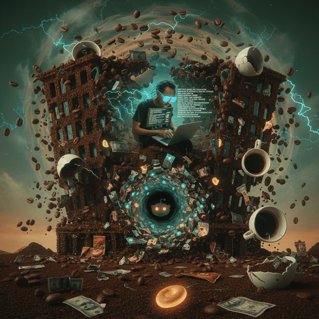 bankruptcy meets coffee mysticism, somehow reddit got involved