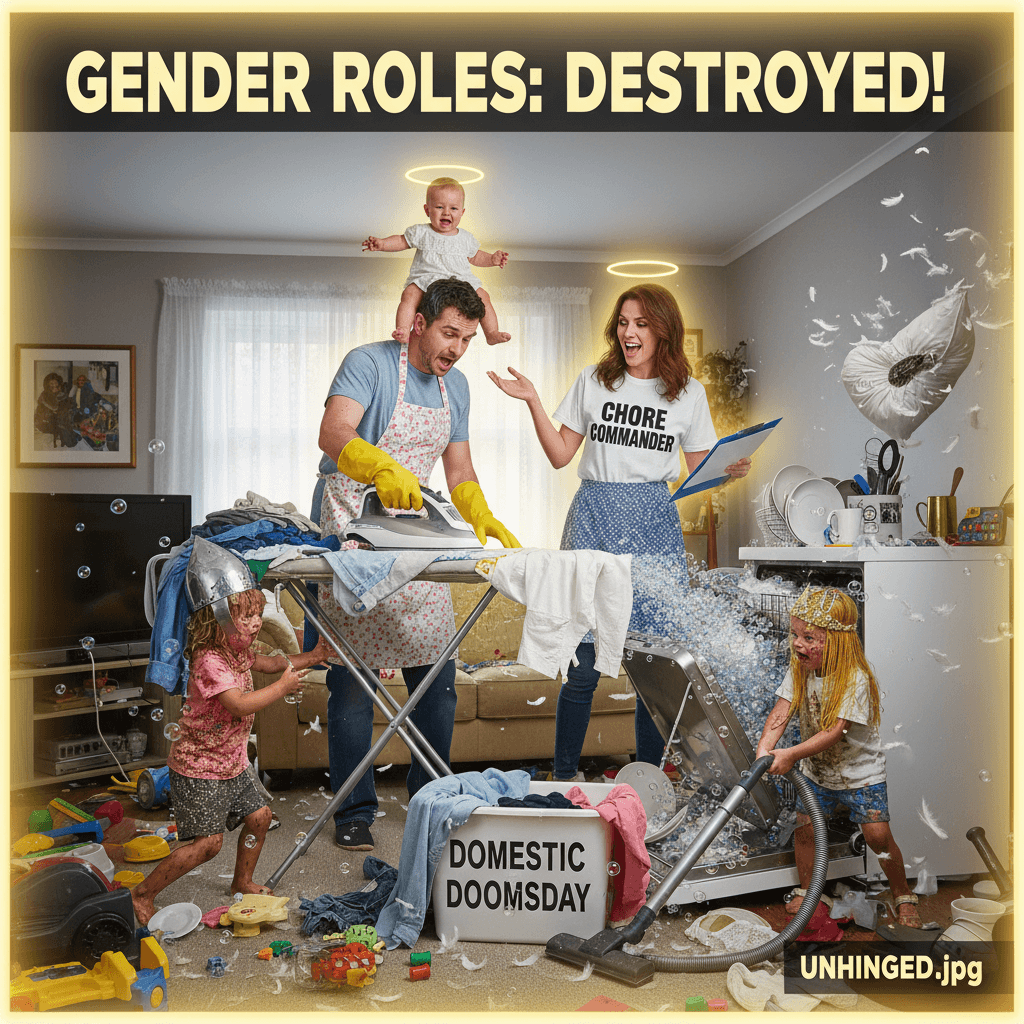 When your article about chores gets the most unhinged stock photo possible