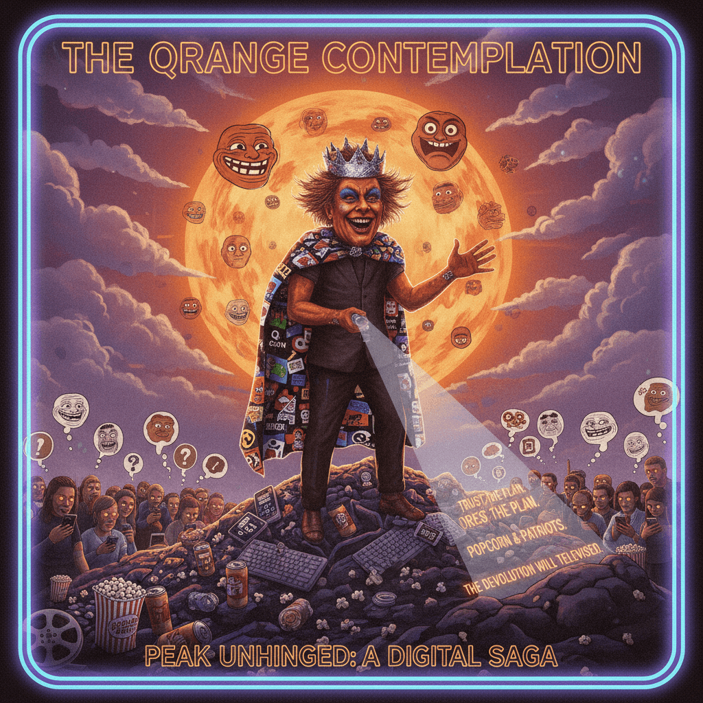 Sunset contemplation meets QAnon energy—peak unhinged cinema posting