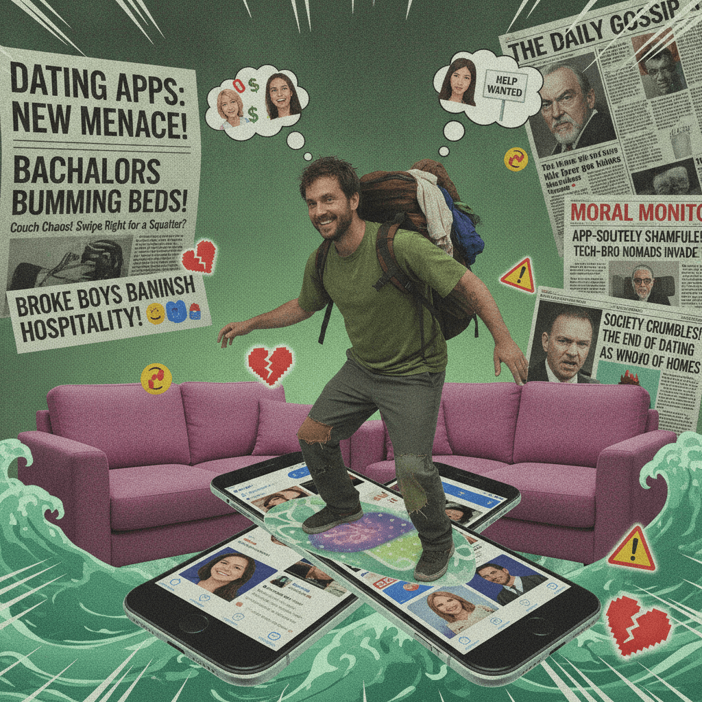 Men weaponizing swipe culture for couch surfing, tabloids lose minds