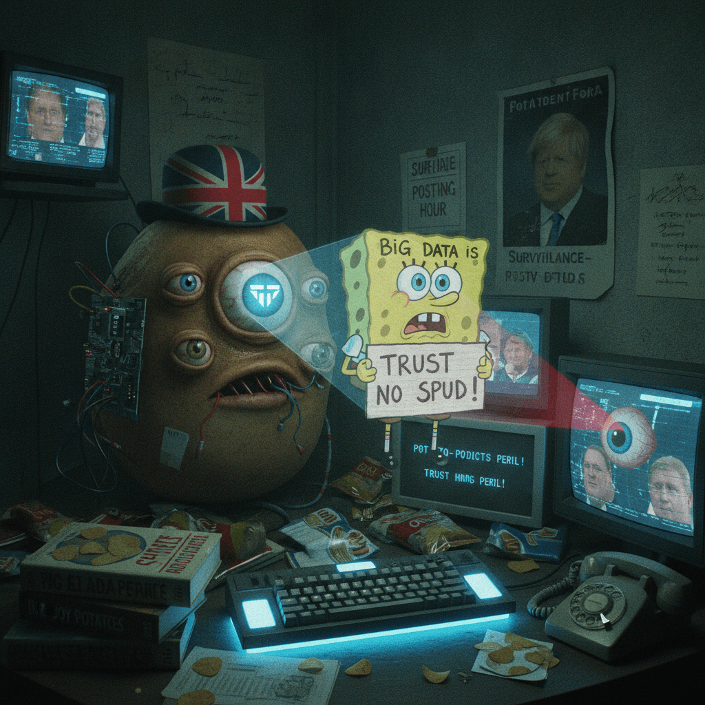 SpongeBob warns us about AI surveillance via mutated potato head