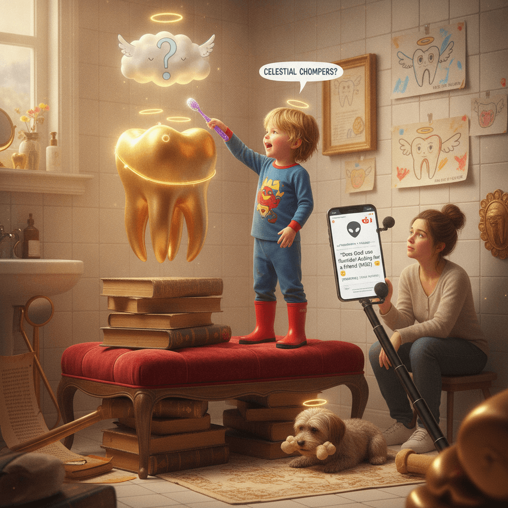 Six-year-old asks theological dentistry question, parent documents it