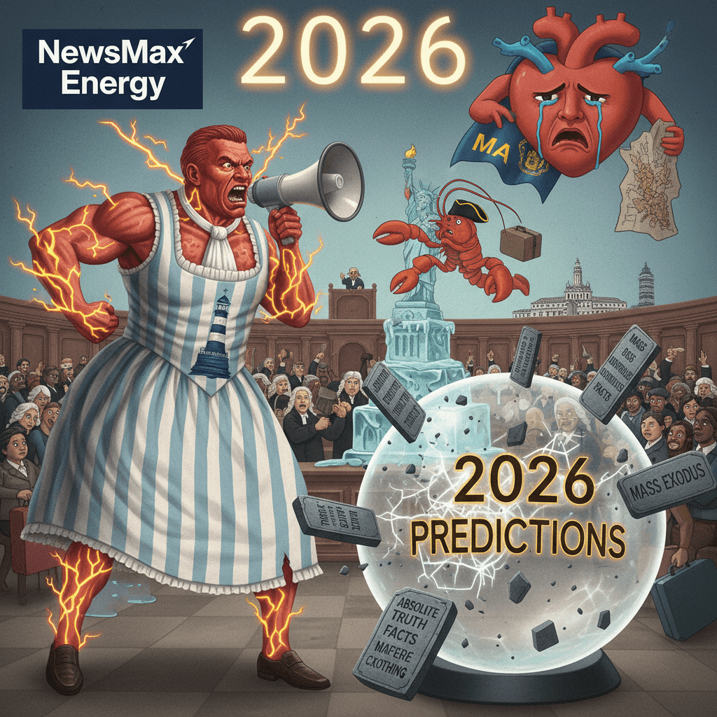 NewsMax energy wrapped in New Bedford Light clothing, 2026 predictions sold as facts