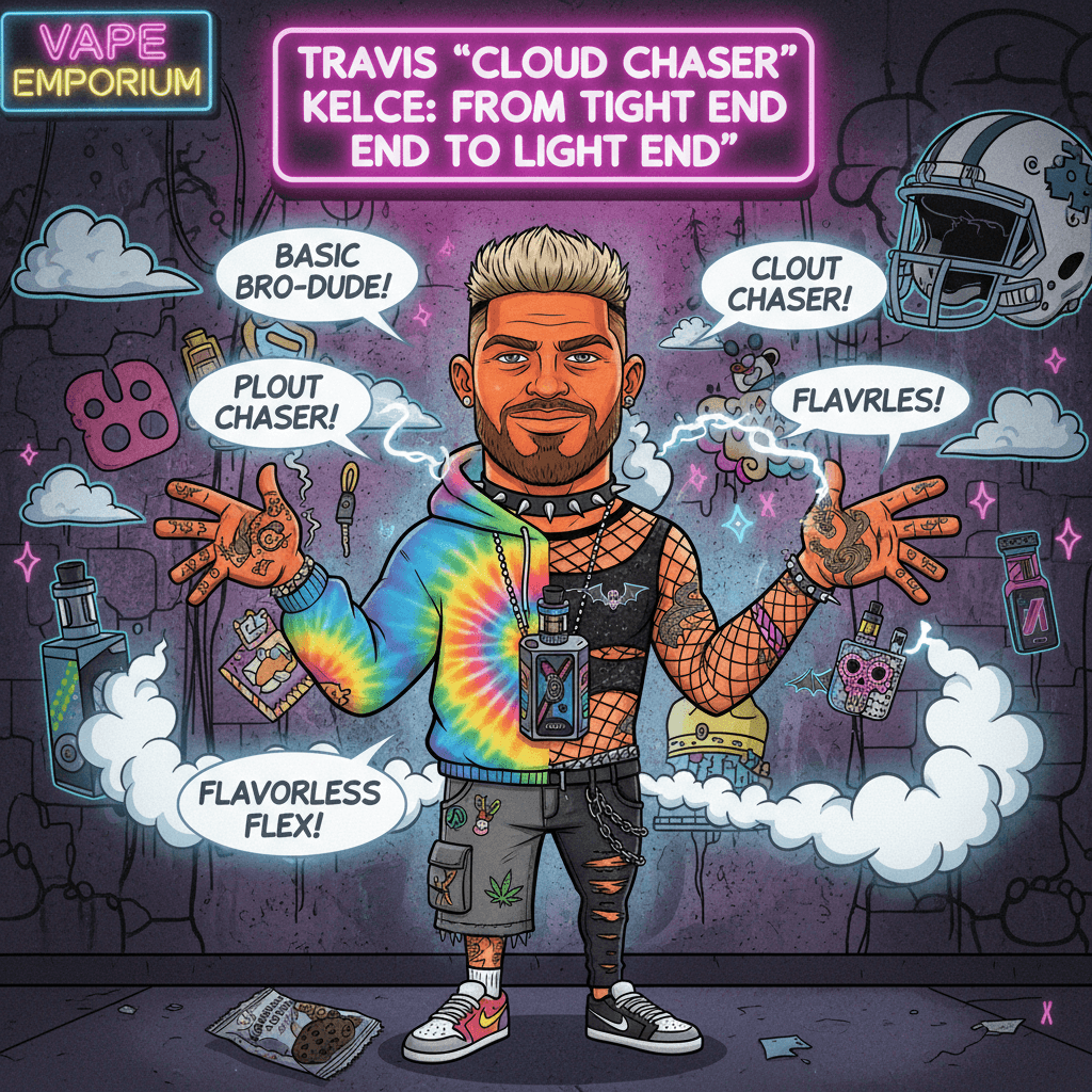 Travis Kelce's entire personality arc summarized in two vape shop stereotypes