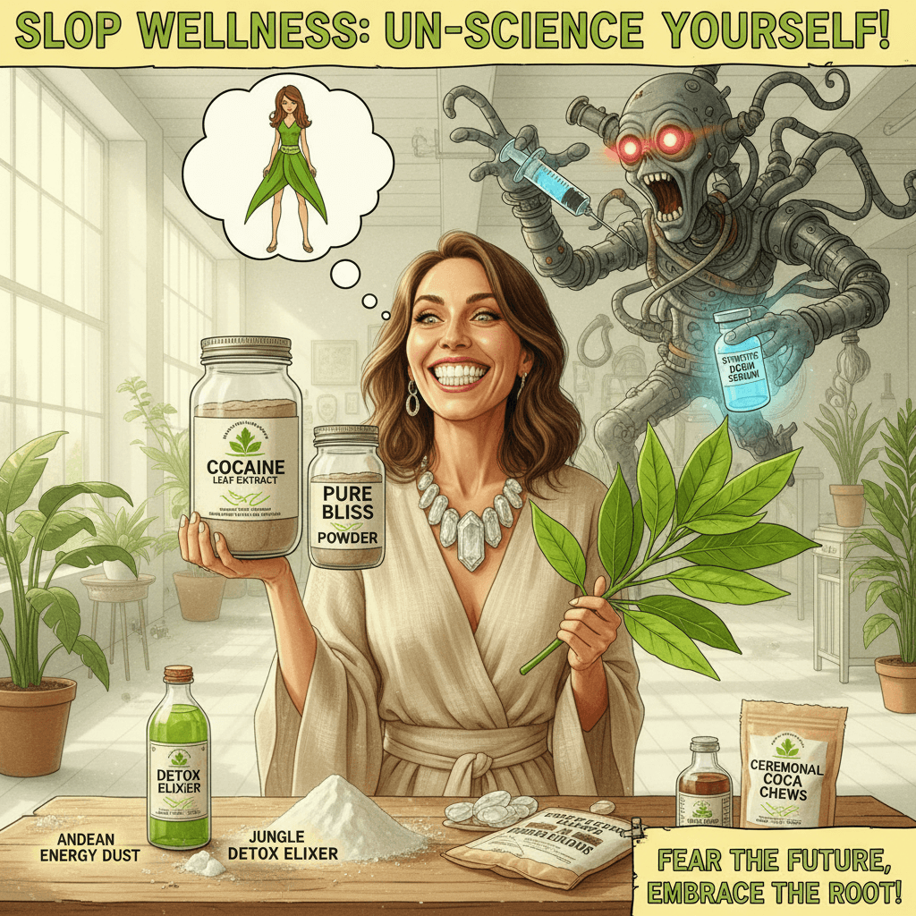 promoting cocaine as natural wellness while fearing synthetic drugs, peak slop energy