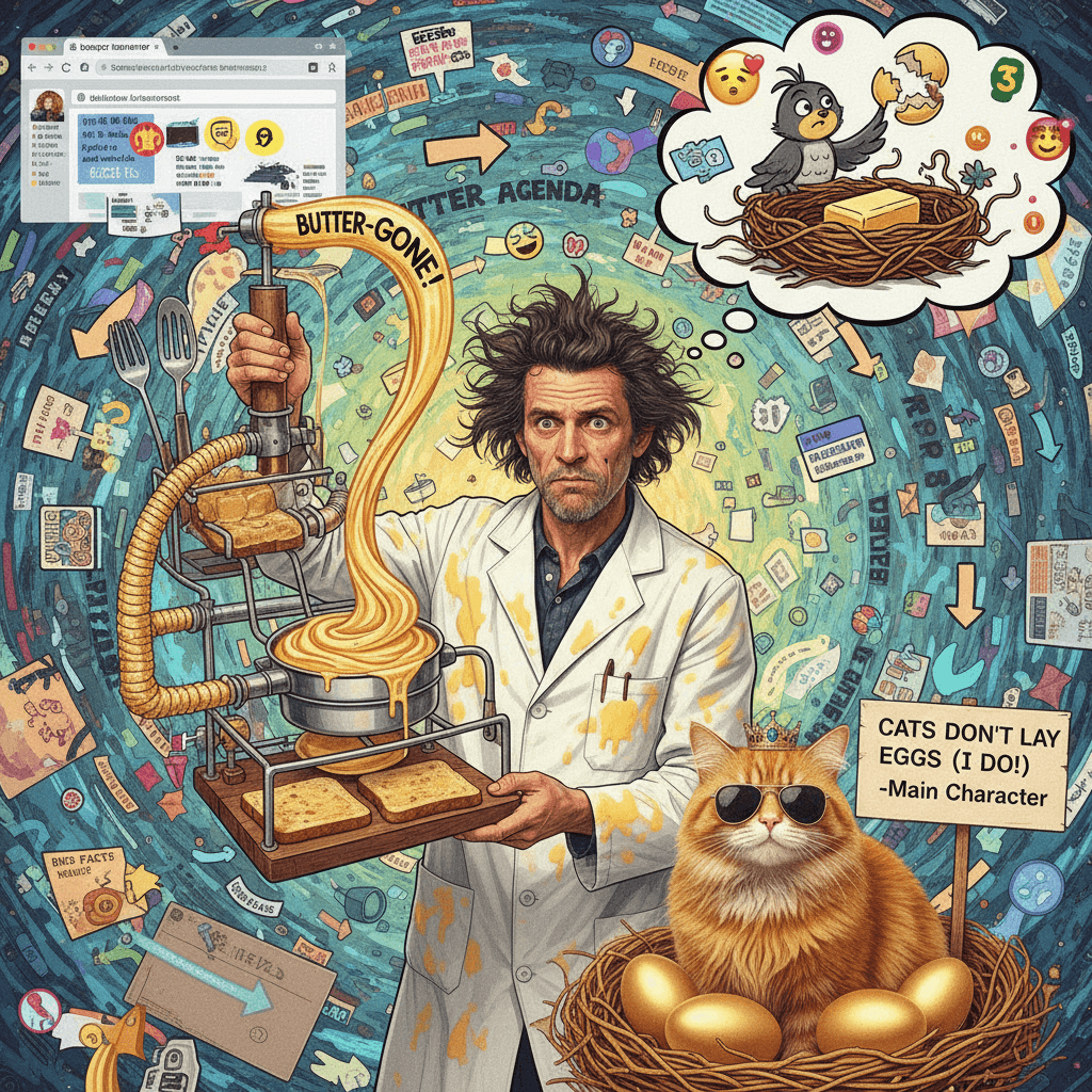 man discovers butter removal technique, immediately loses grasp on bird biology