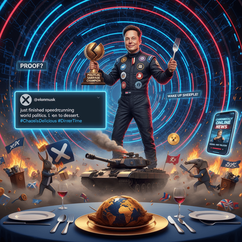 Elon speedruns political sabotage then has dinner anyway