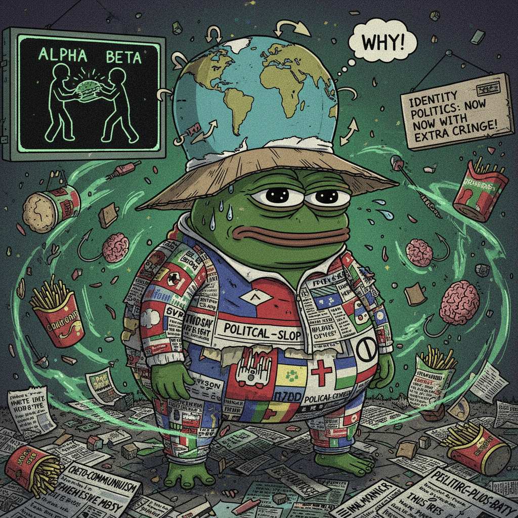 Pepe cosplays as geopolitical discourse, regrets it immediately