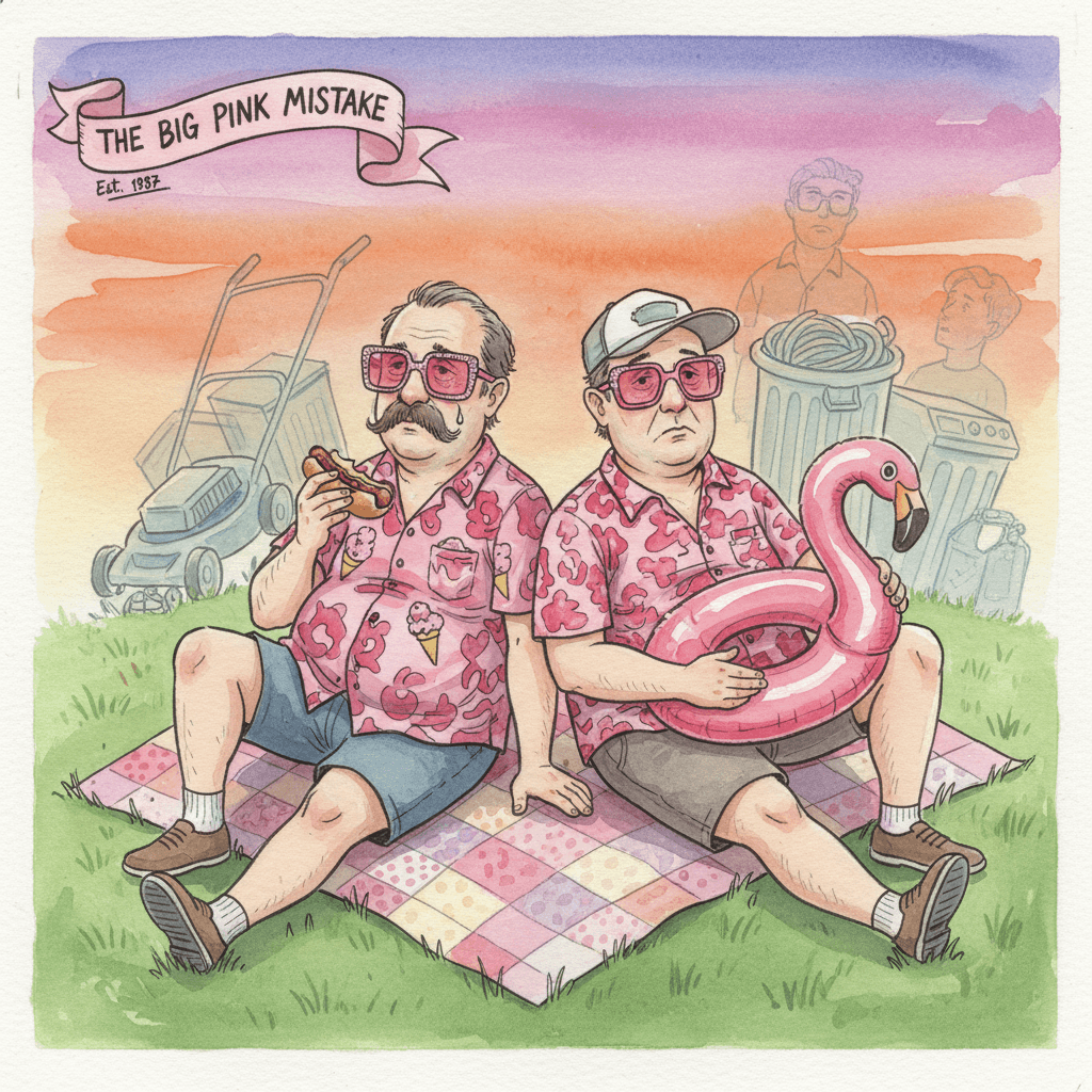 Two guys vibing in pink shades and regret