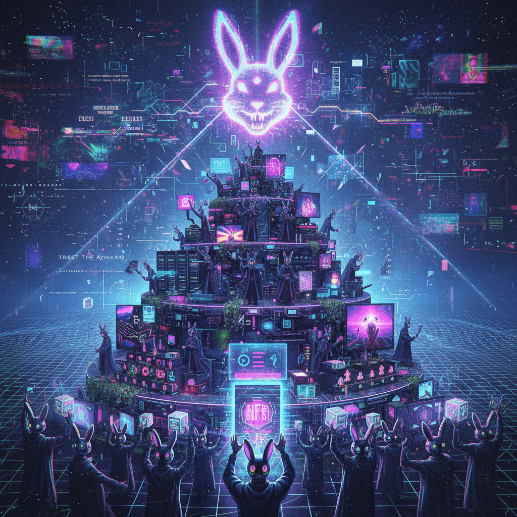 down the rabbit hole but make it ✨cyberpunk pyramid scheme✨