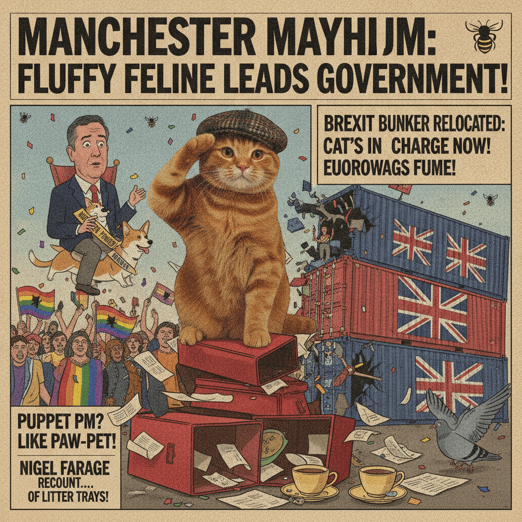 Burnham moves PM office to Manchester, cat wears flat cap, chaos ensues
