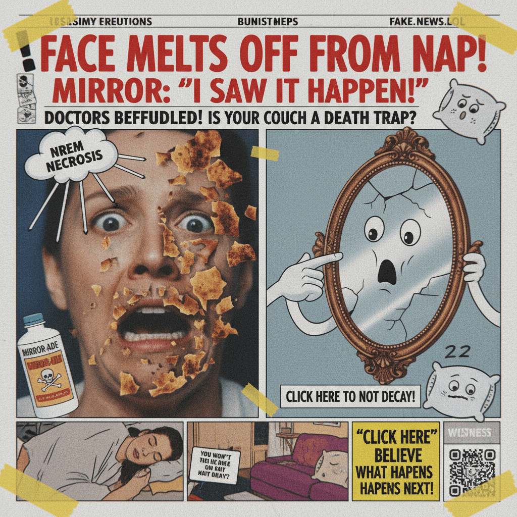 Mirror discovers new medical condition: overnight necrosis from napping