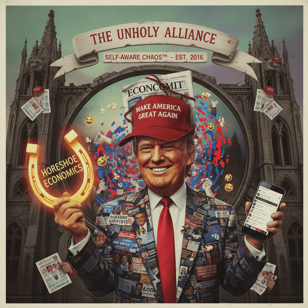 economist article meets maga hat in unholy matrimony of political irony