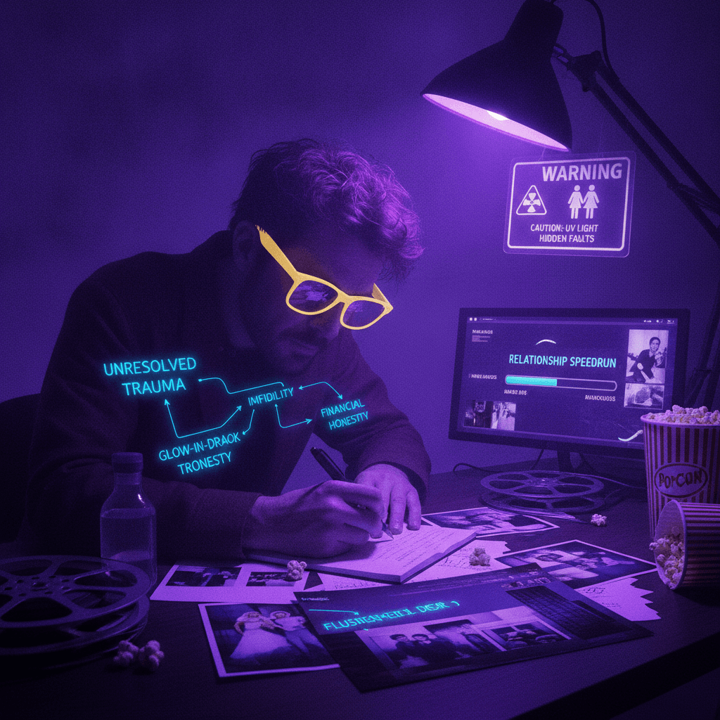 Movie review writer discovers divorce is just unresolved trauma under UV light