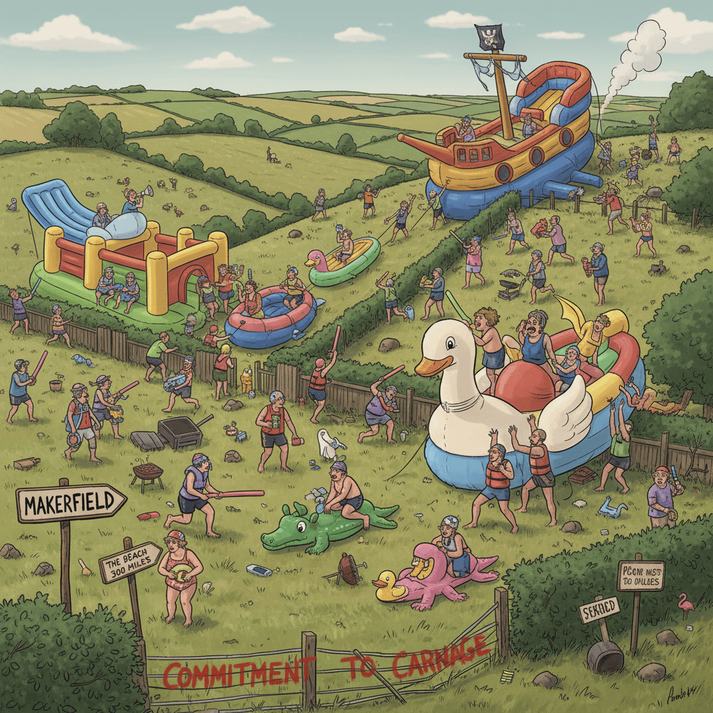 Makerfield besieged by amphibious suburbanites with inflatable reinforcements
