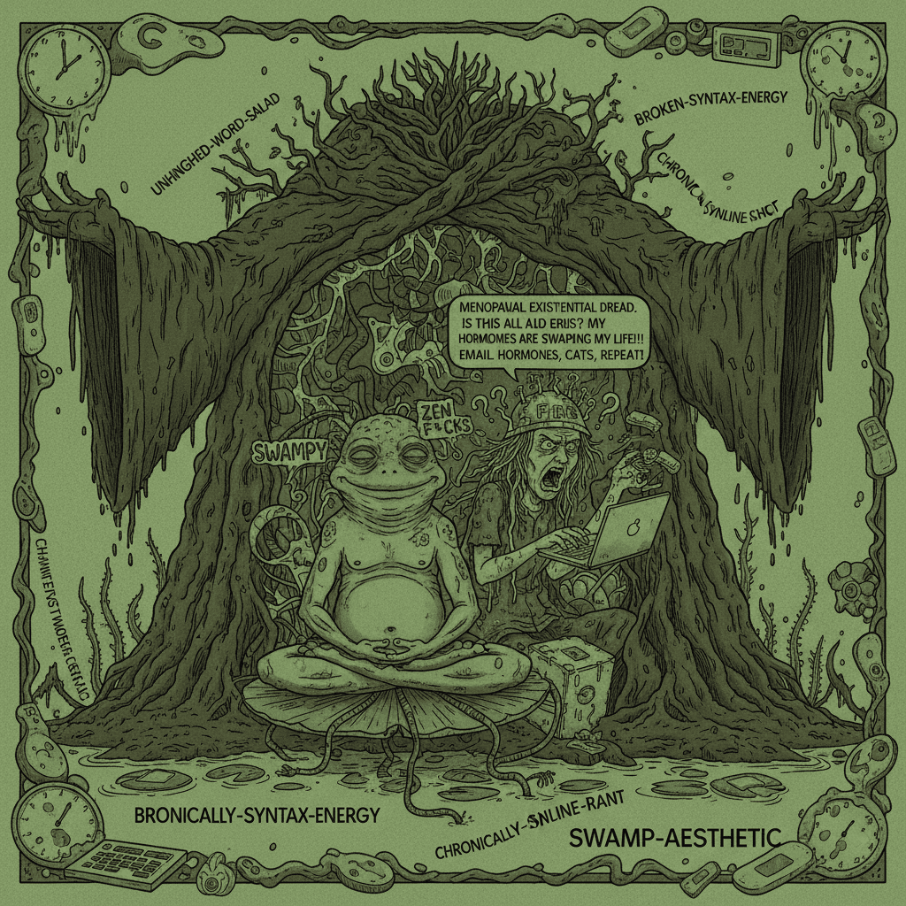 swampy zen f*cks and menopausal existential dread walk into a robe