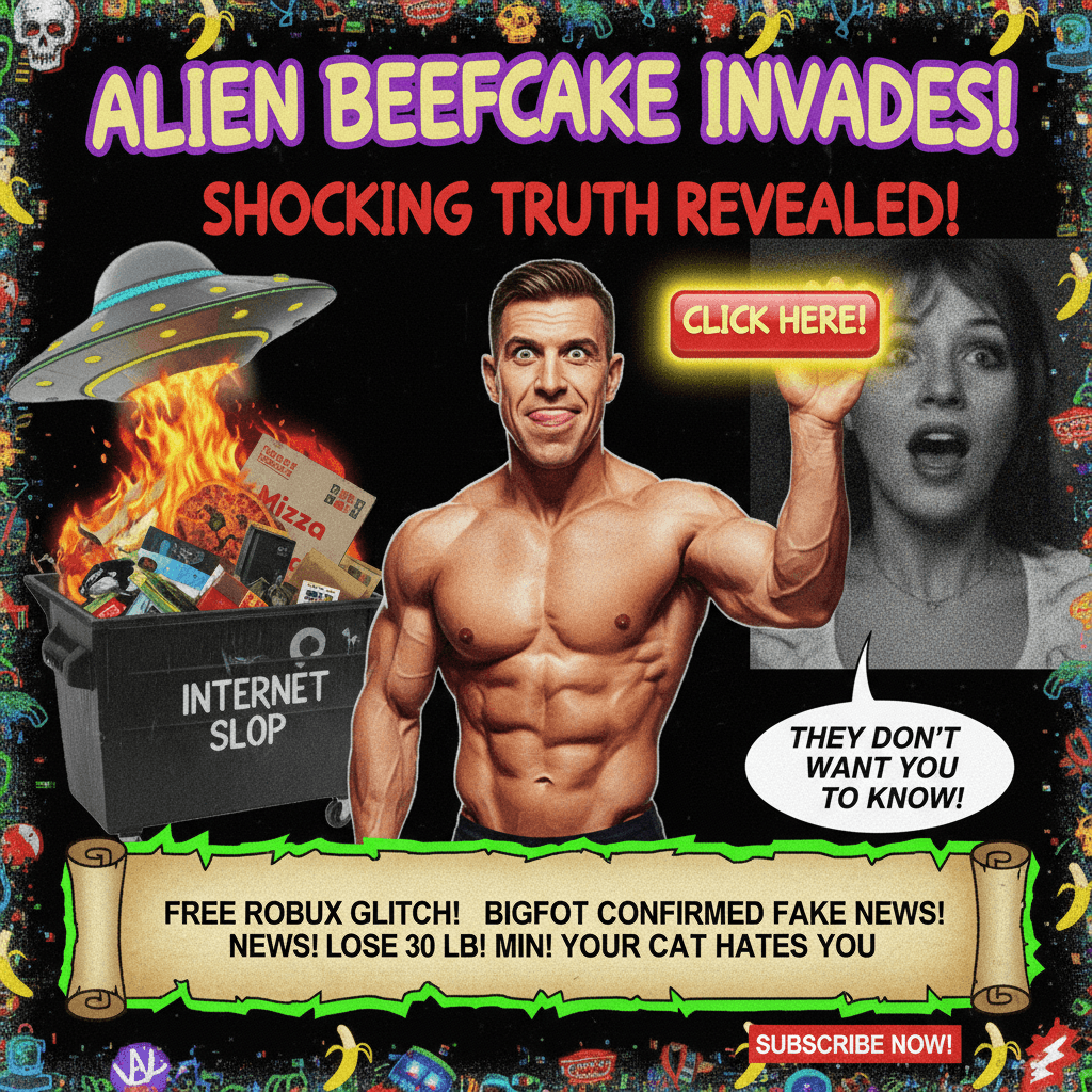 Porn thumbnail energy meets fake news, peak internet slop