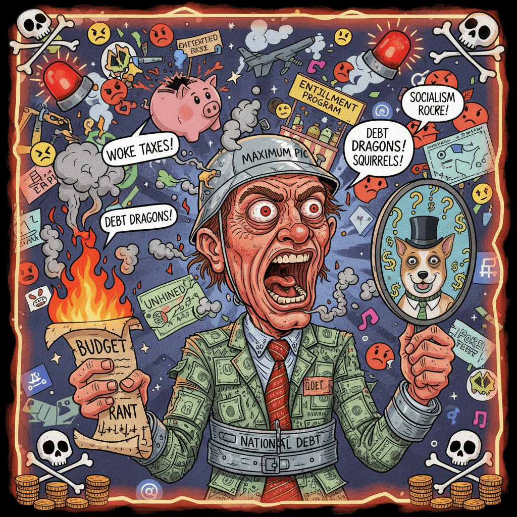 Unhinged budget discourse meets profile pic energy, maximum cope detected