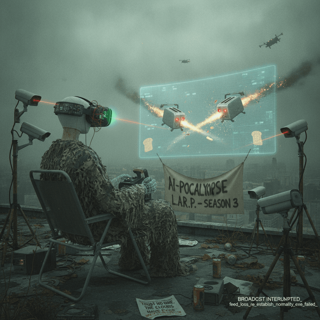 headless mannequin watches drone commit air-to-air fratricide, very normal take