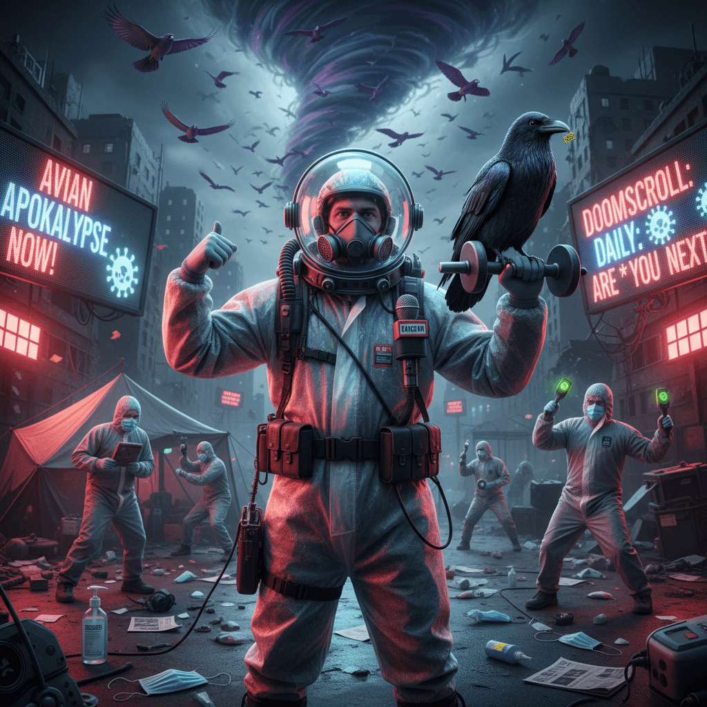 PPE flexing with a dead bird—peak 2020s journalism energy