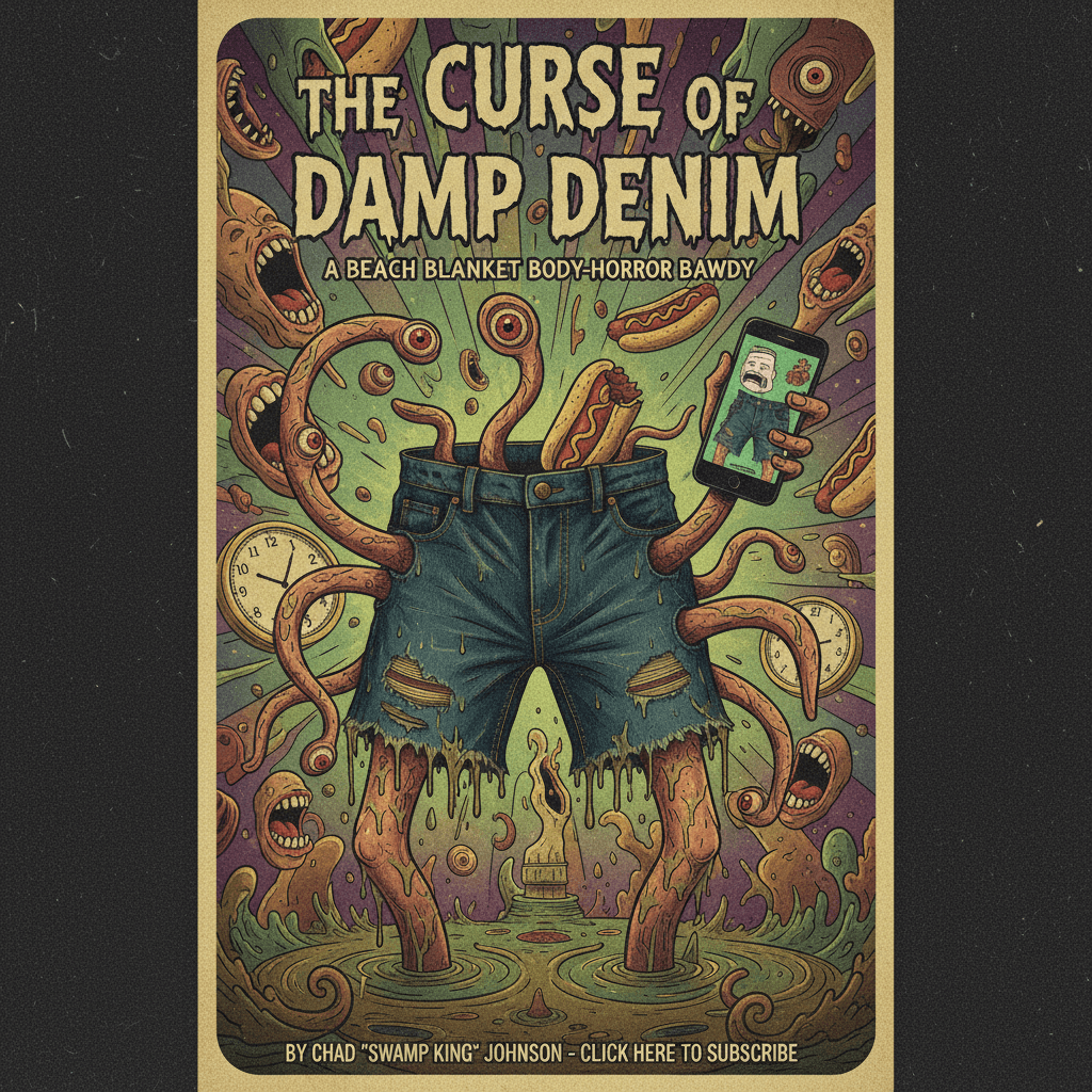 Vintage book cover meets fever dream fever: soggy jorts have never been so threatening