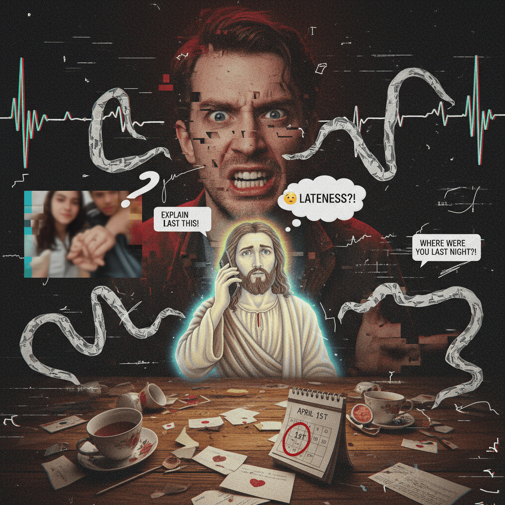 someone's mad about lateness, accidentally outs a relationship, Jesus gets involved