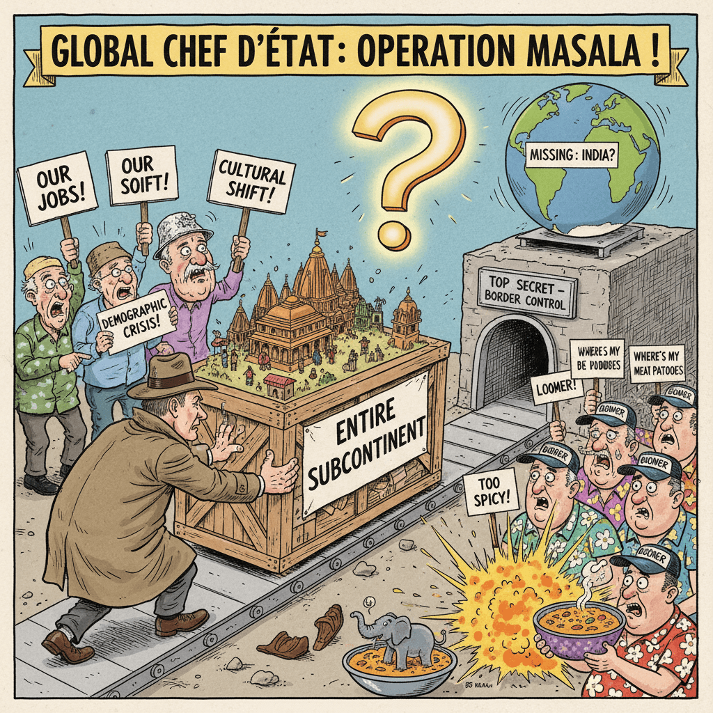 Putin secretly importing entire subcontinent, ending with boomer curry joke