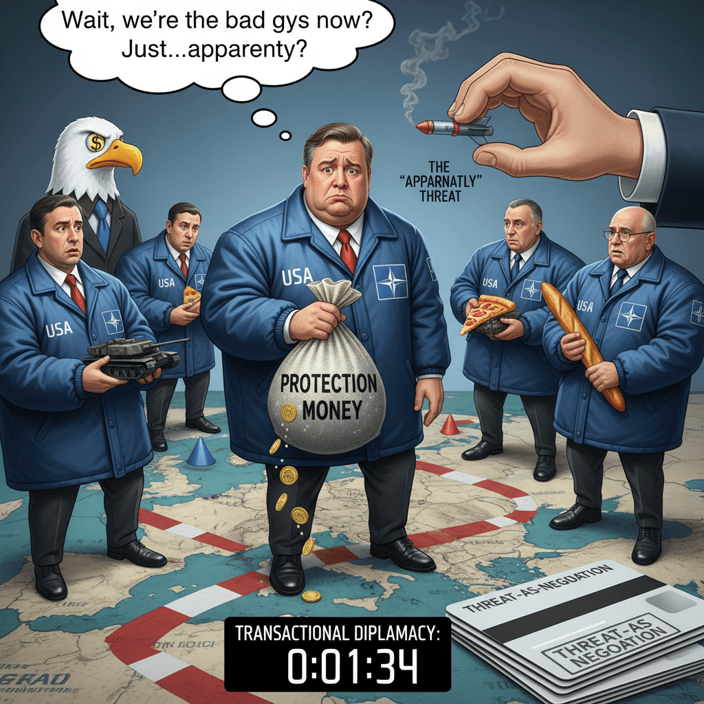 NATO is just a protection racket, apparently