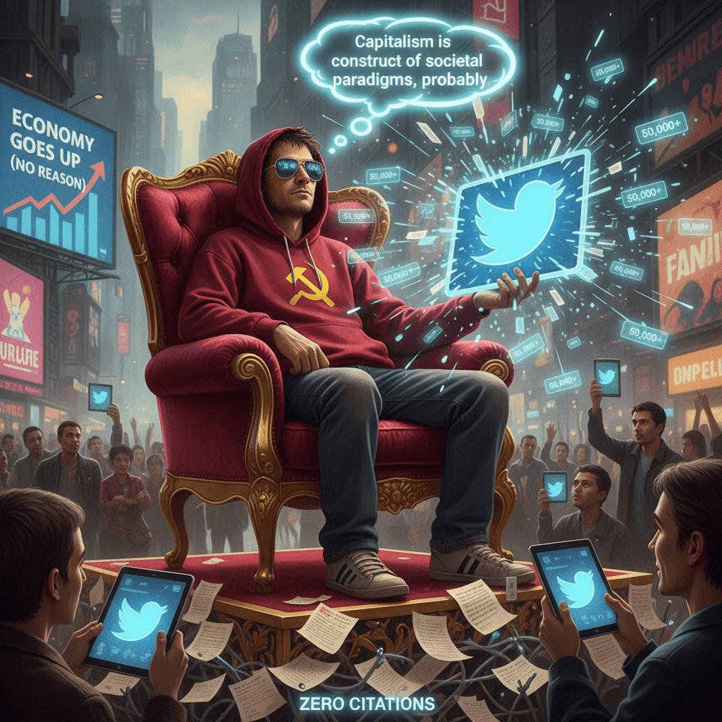 Economics hot take that's been retweeted 50k times, zero citations