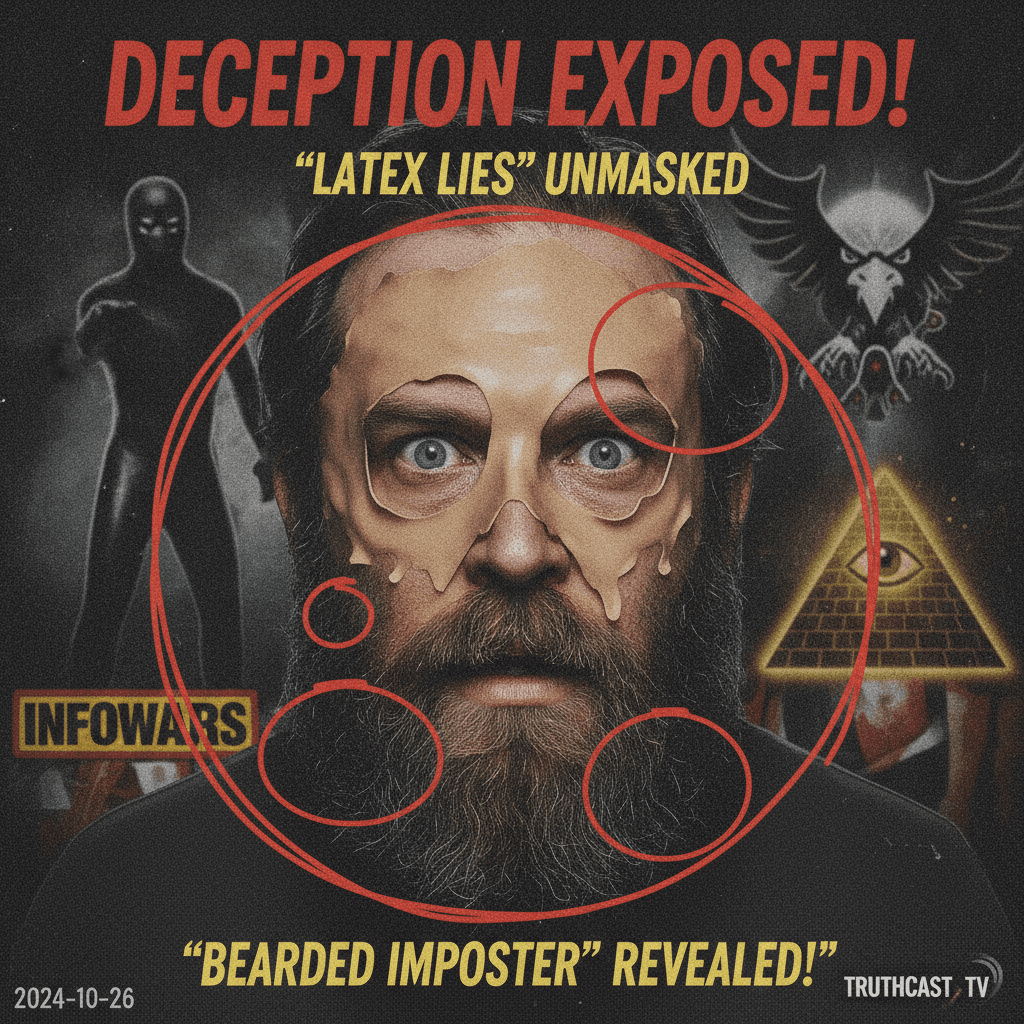 Latex mask revealed as ACTUAL bearded man via red circles
