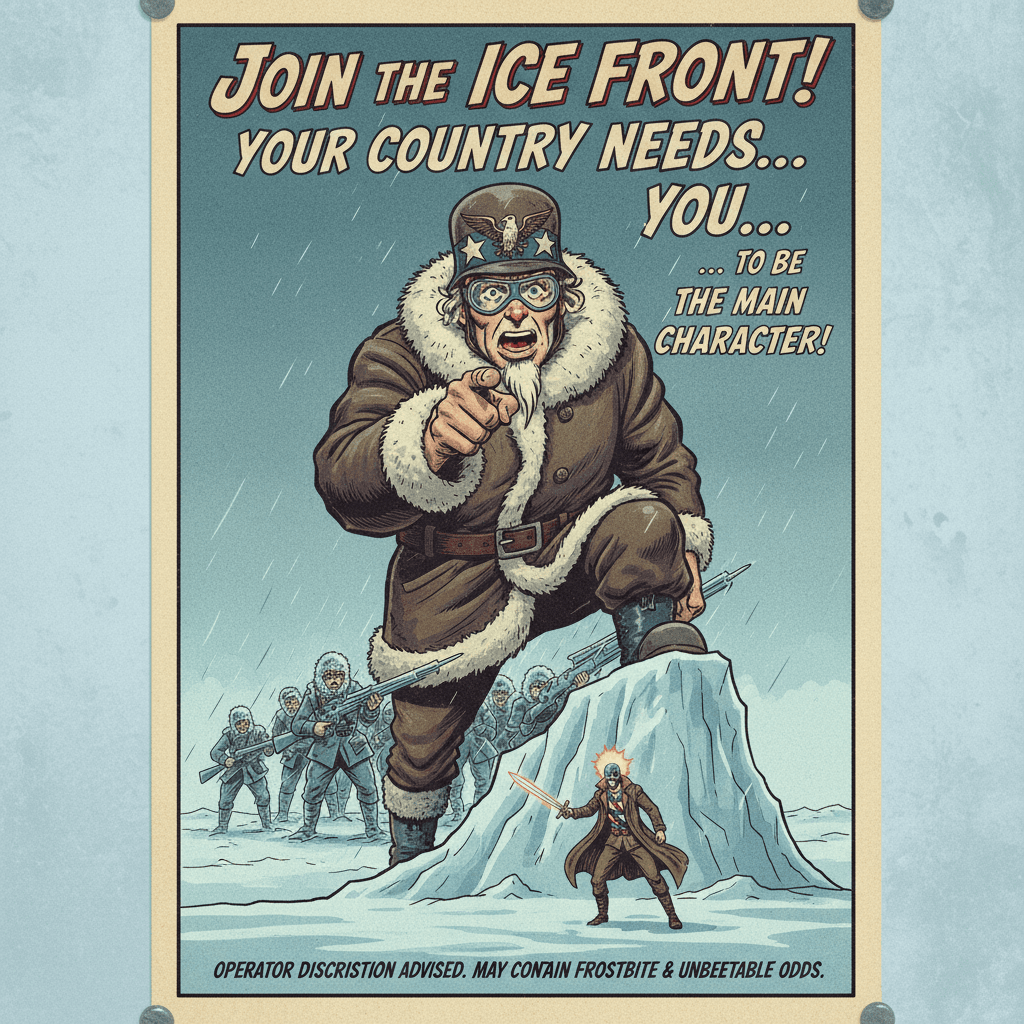 Uncle Sam's giving main character energy in the frozen tundra