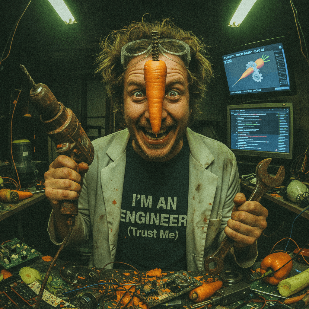 Man screws carrot into own head, calls it engineering