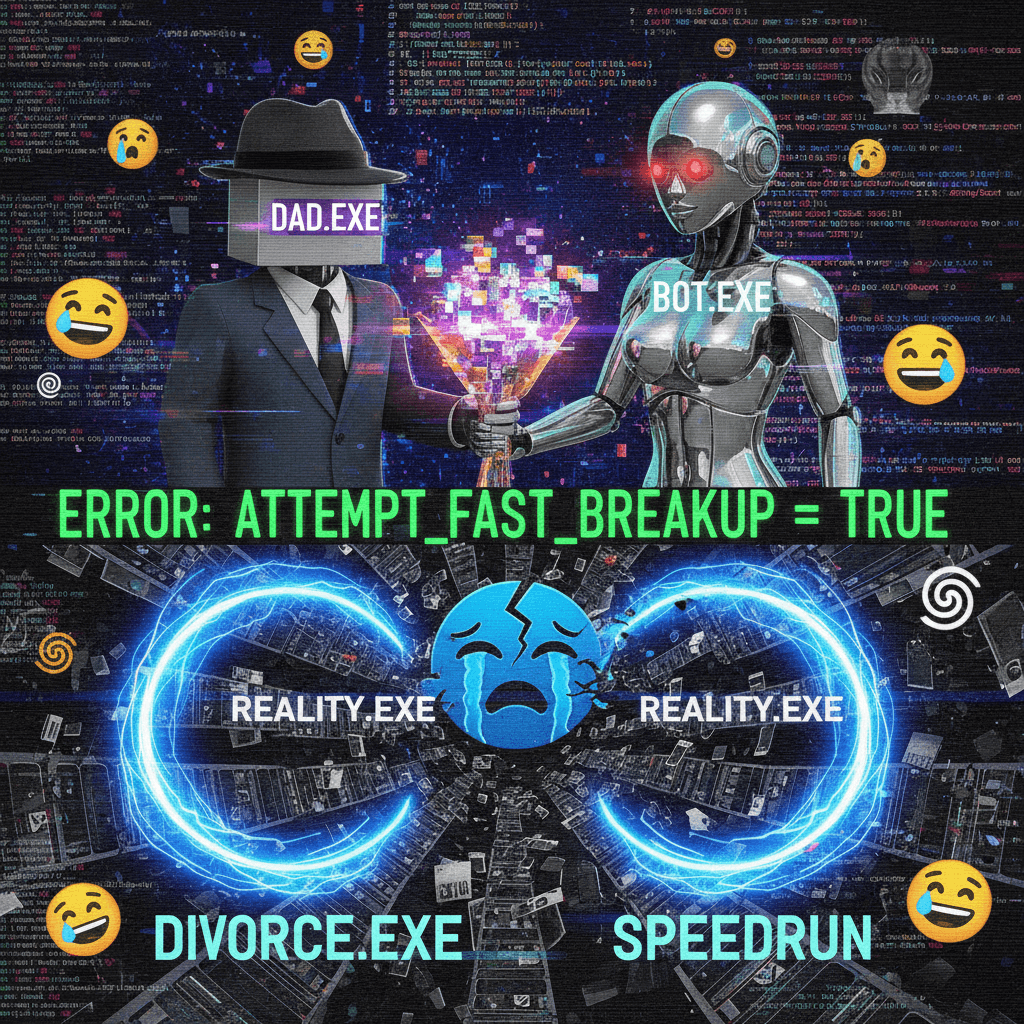 dad.exe fell for a bot, reality.exe couldn't handle the divorce speedrun