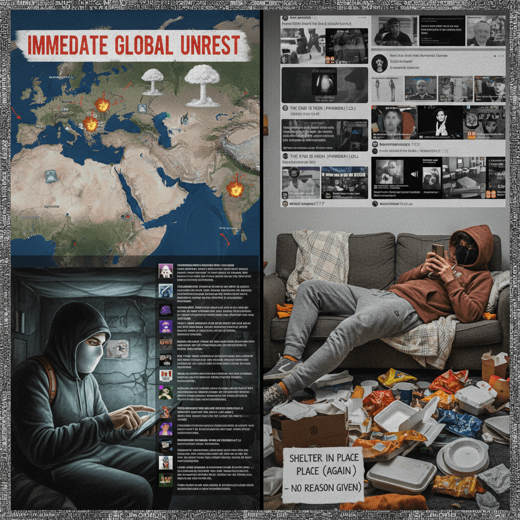 simultaneously urgent and devoid of context (very slop)