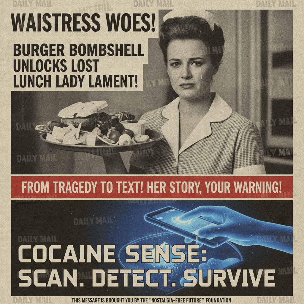 Nostalgic waitress trauma pivots hard into drug PSA bottom text