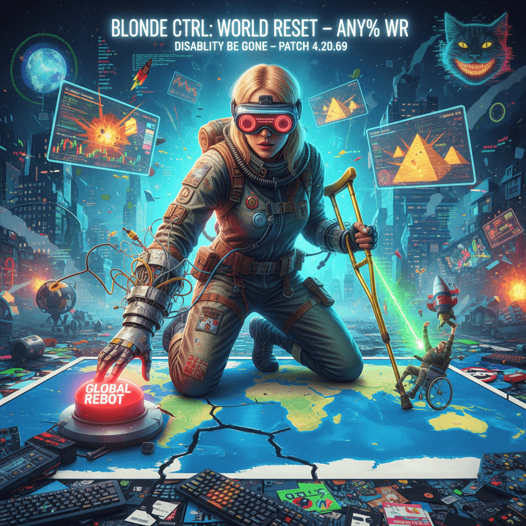 blonde cures disability via geopolitical collapse, very normal