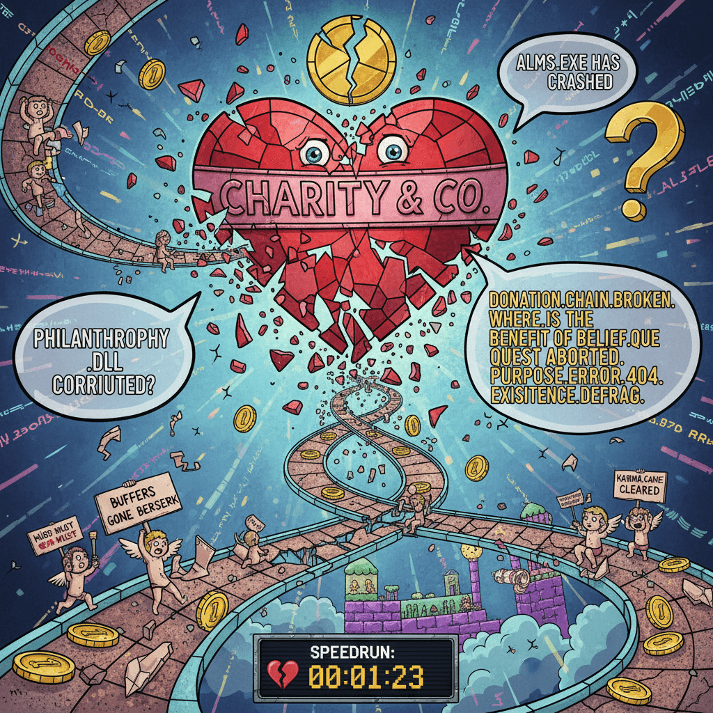 charity collapsed mid-speedrun, fragments confused about what happened