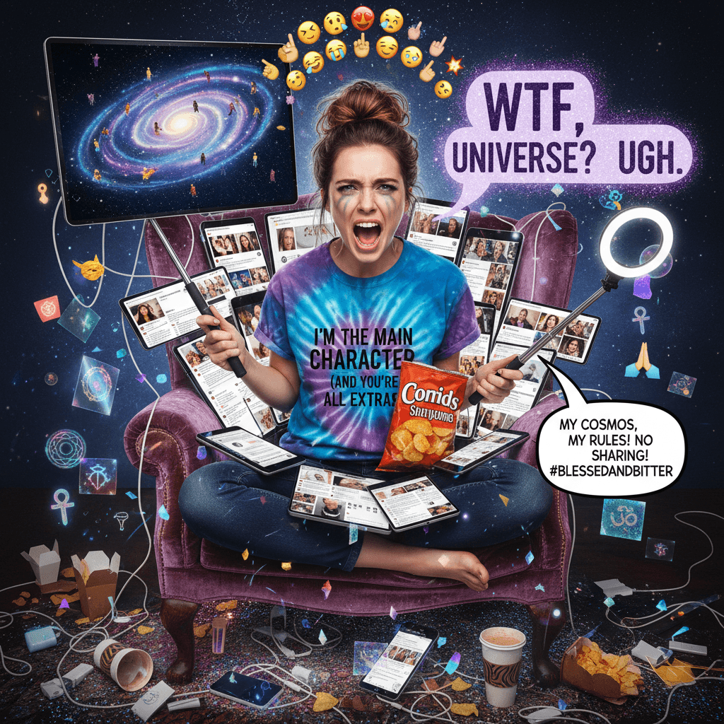 girl discovers she has to share the universe with people, very upset about it