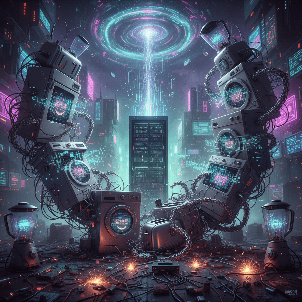 sentient appliances lobotomized into digital transcendence, very normal