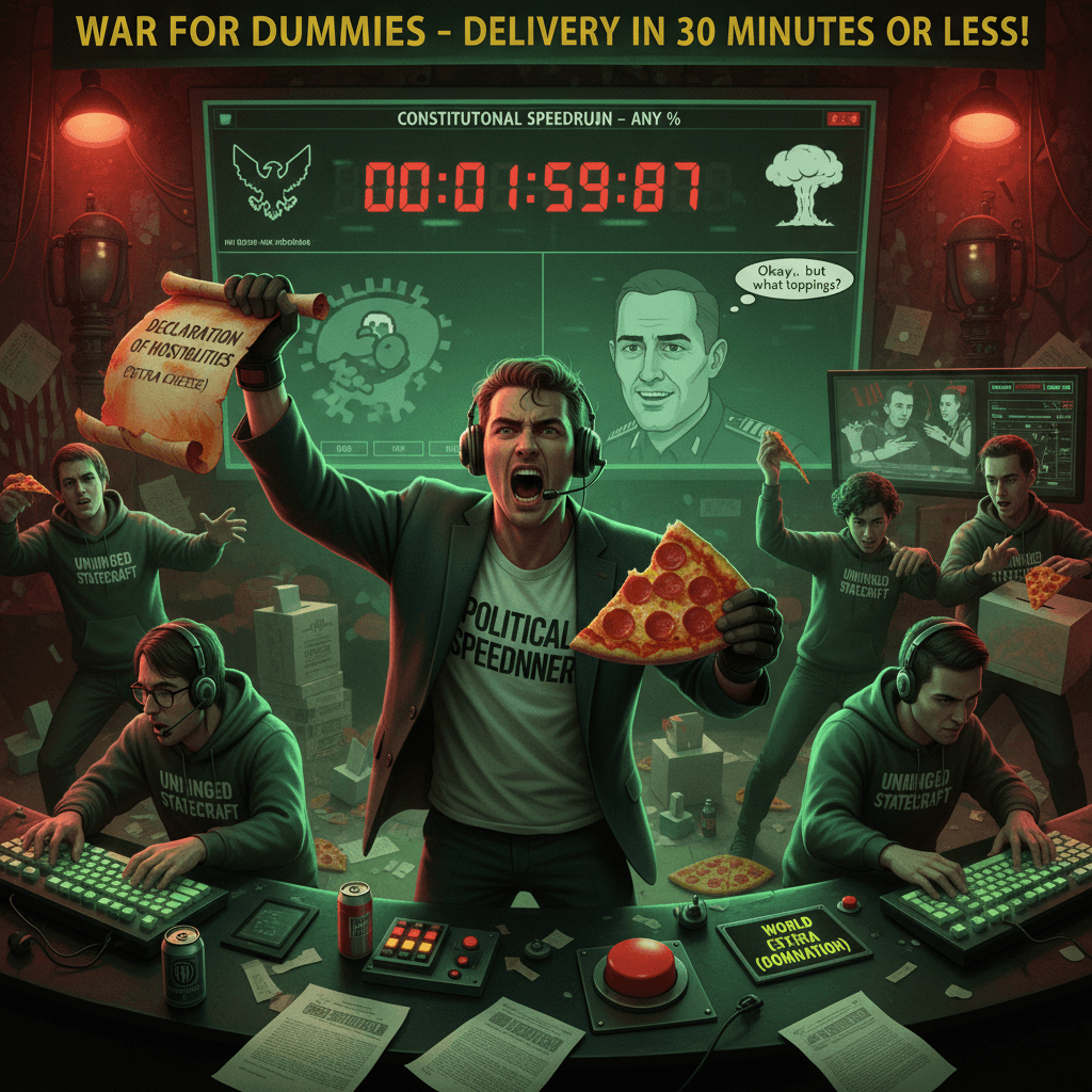 casually declares war with the energy of ordering pizza