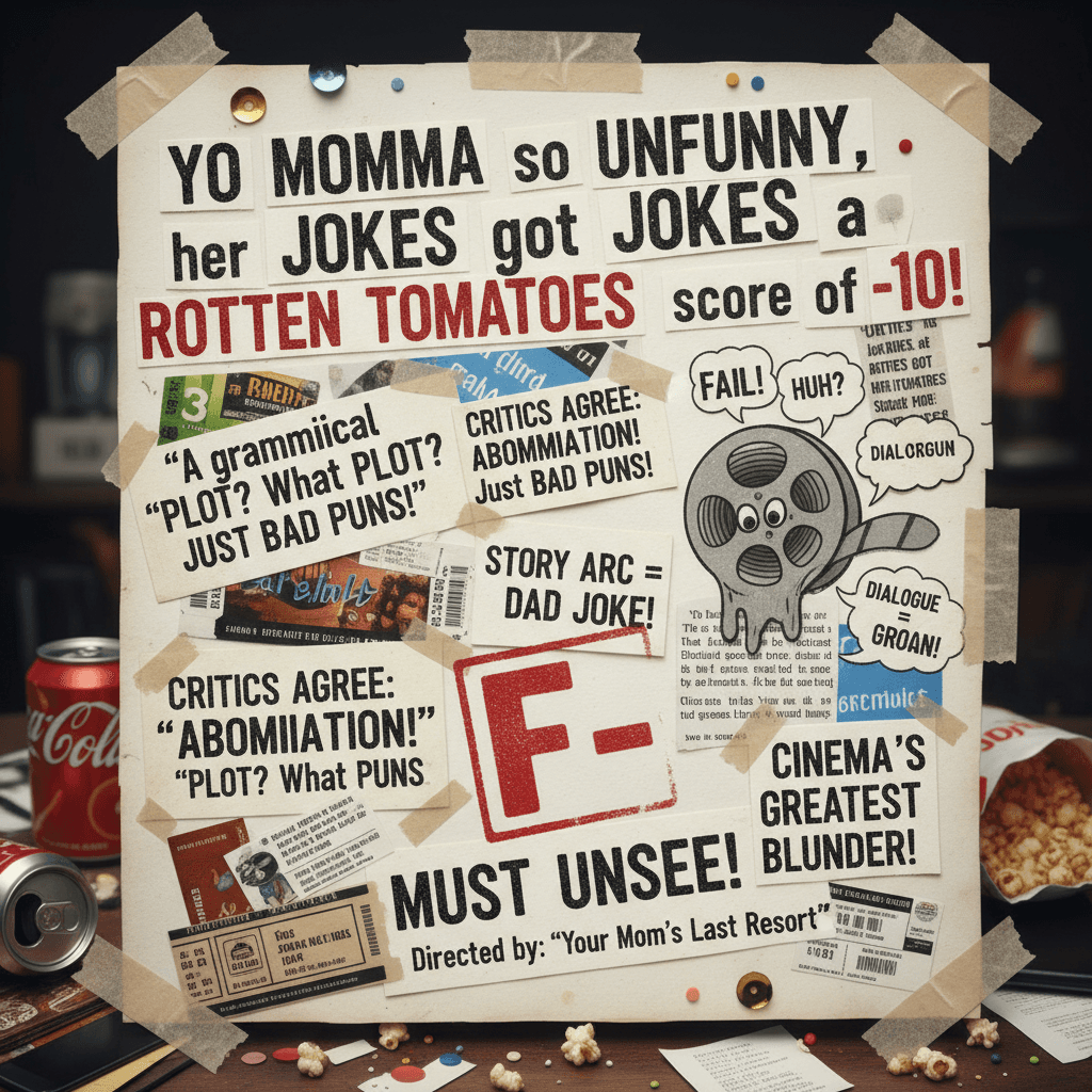 mom joke meets film review in a beautiful typography disaster