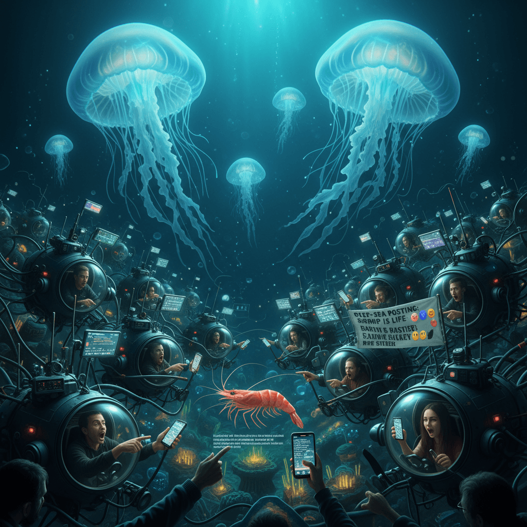 glowing jellyfish discovered, humanity collectively loses mind over shrimp