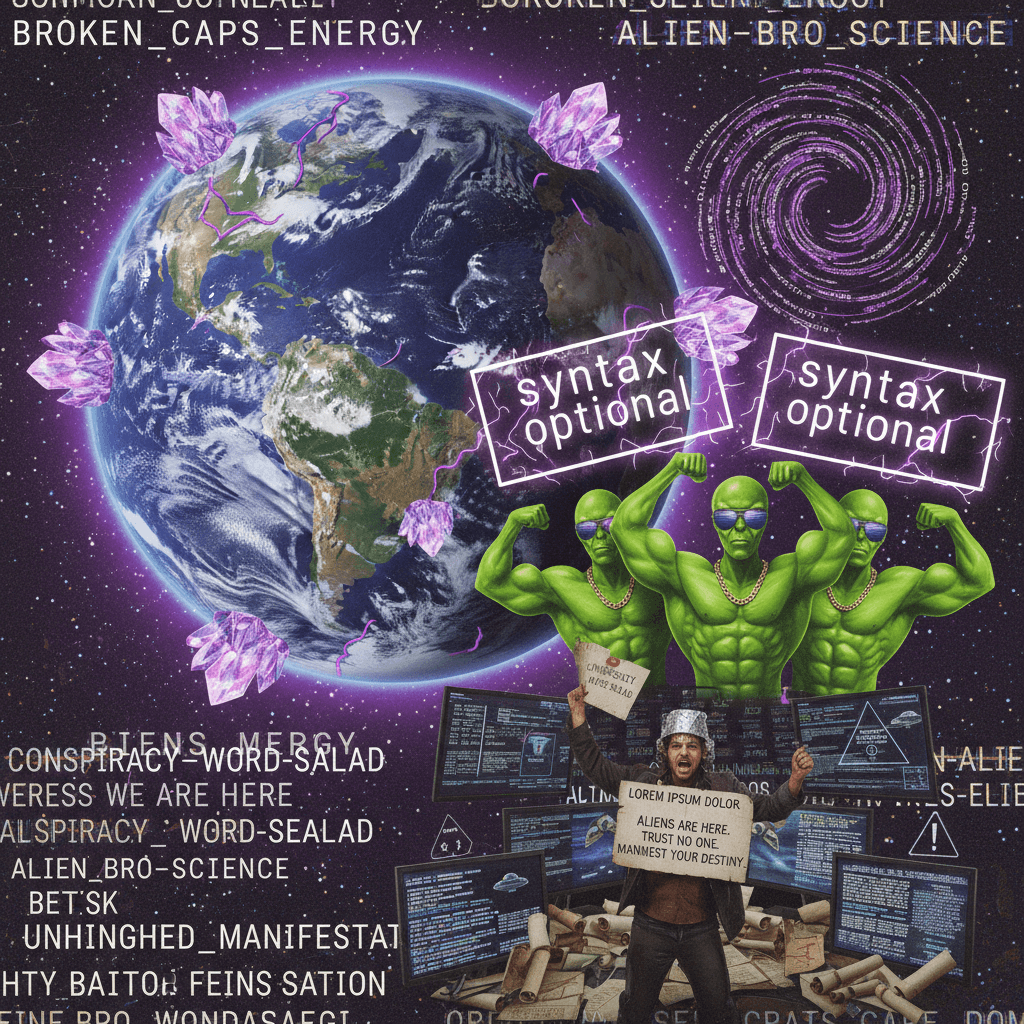 earth swollen, aliens real, syntax optional