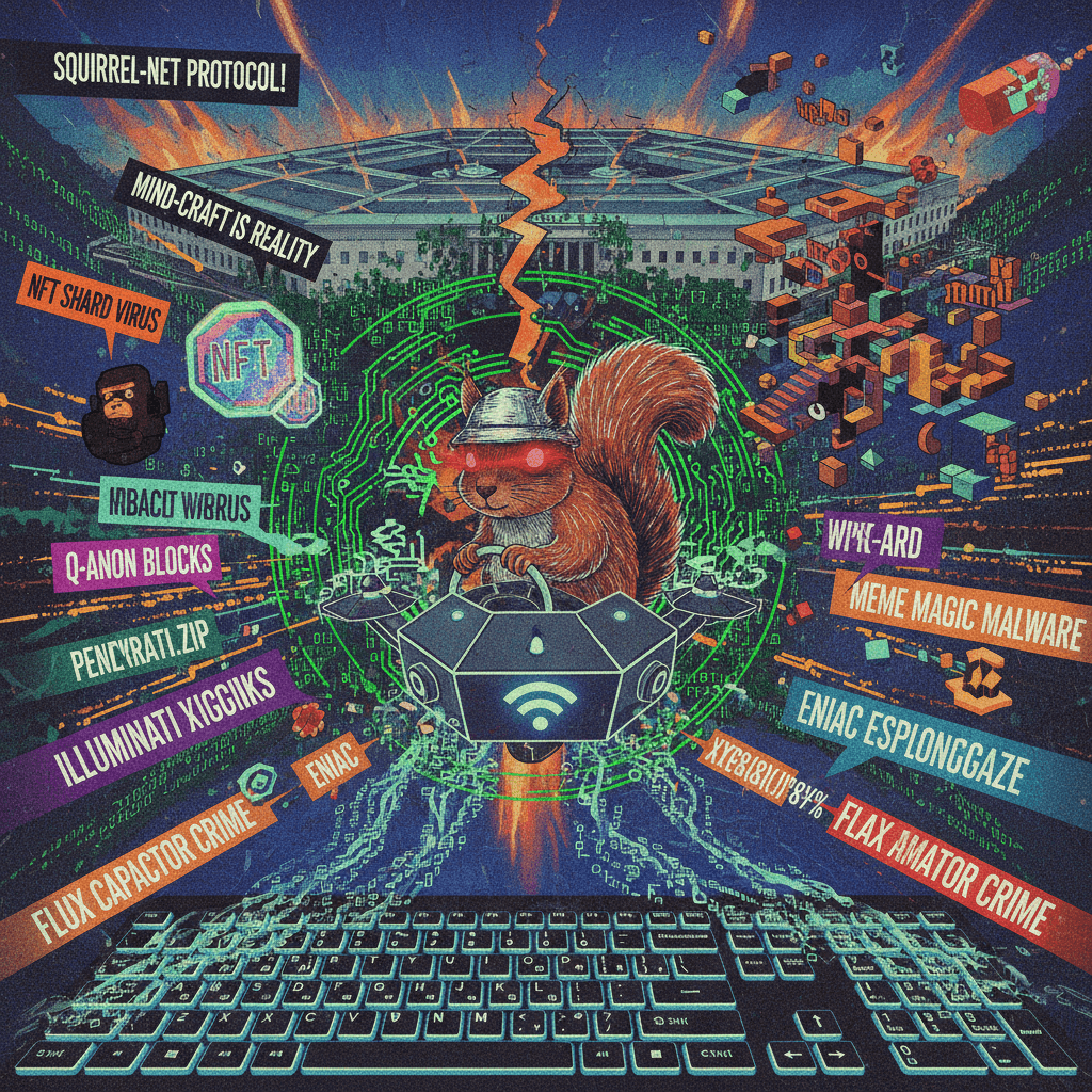 pentagon hacked via wifi squirrel, nft crime memes, minecraft illusion—peak chaos