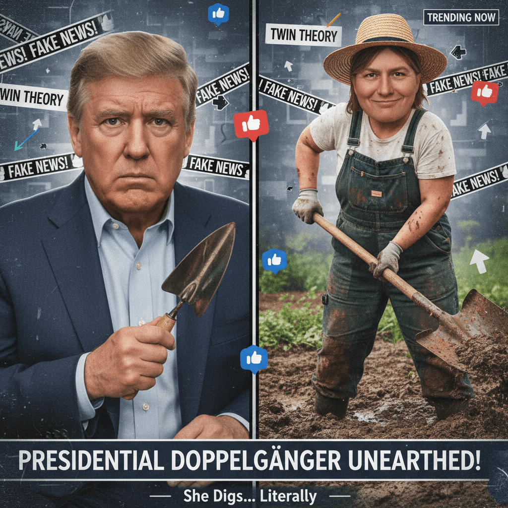 Found your doppelgänger, Mr. President—she prefers shovels