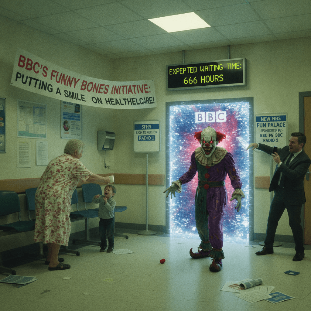 BBC accidentally summons clown demon into NHS waiting room, nation reacts poorly