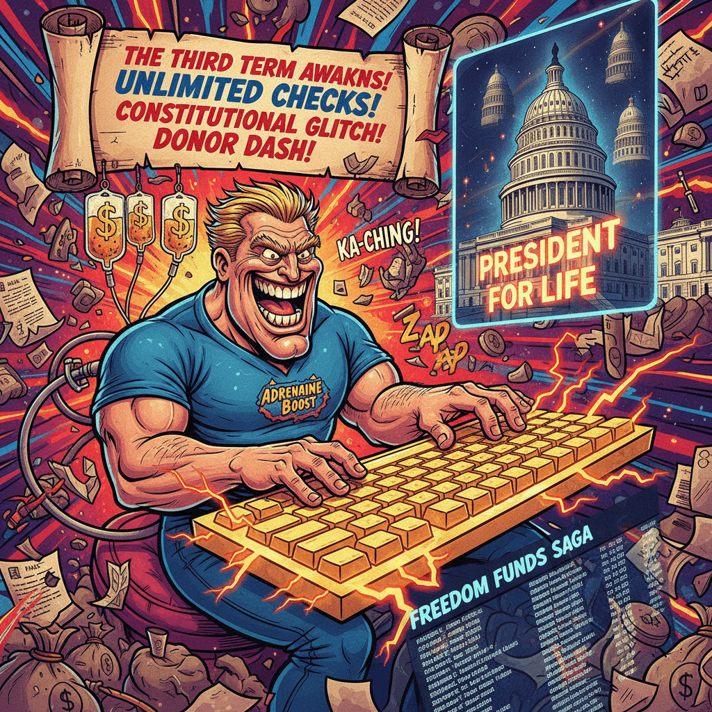 Billionaire promises unlimited funds for illegal presidency, typed in PURE ADRENALINE