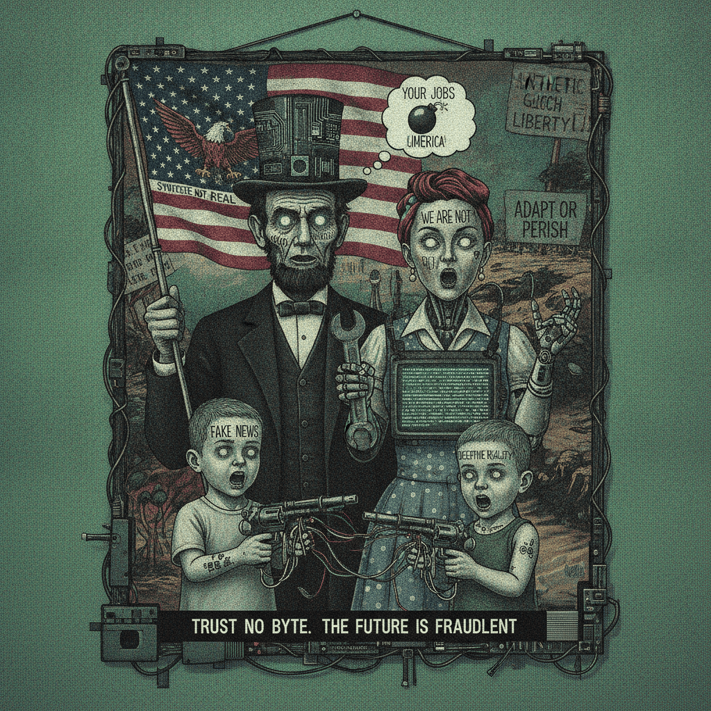 AI family portrait screams about its own fakeness while threatening your way of life