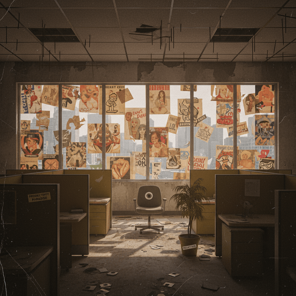 Corporate open-office gets a NSFW window treatment nobody asked for