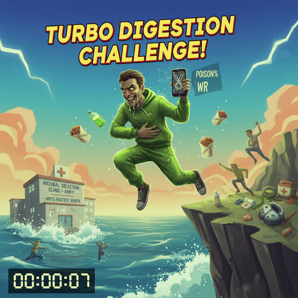 Food poisoning? Better go cliff-jumping. Natural selection: speedrun any%